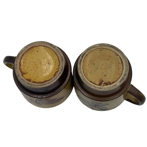 Vintage 70s Handcrafted Ceramic Stackable Butterfly Coffee Mugs Tea Cups 2pc Set - Picture 6 of 9